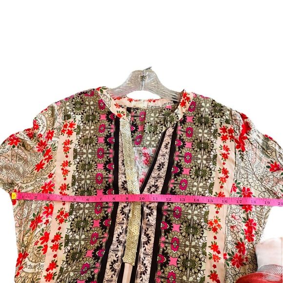 Anthropologie Tiny Devas Popover Tunic‎ Size S Paisley Sequin Blouse Multicolor - Picture 9 of 11